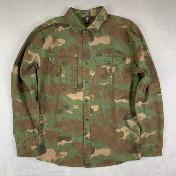 Volcom Other - Volcom Mens Shirt Jacket Large Green Camo Button Up Long Sleeve Army Military